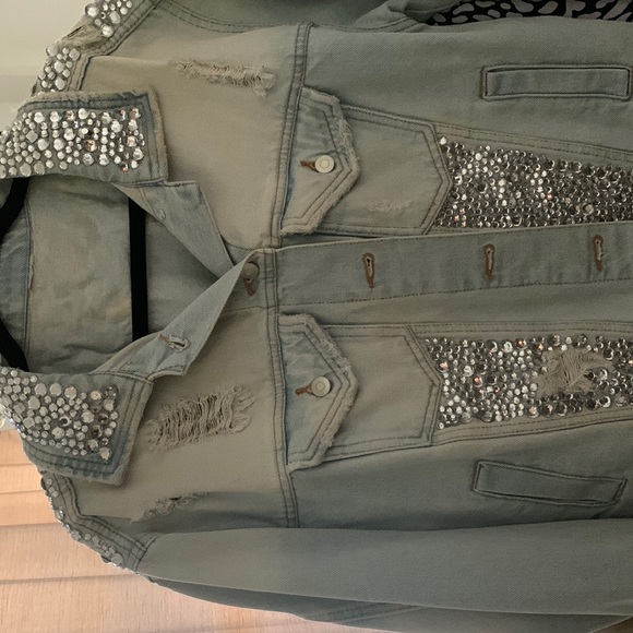 Denim Jeweled Jacket - Picture 1 of 4